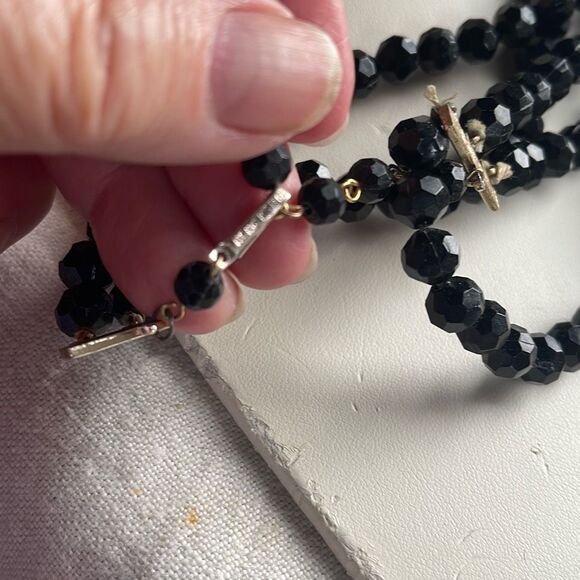 Vintage Midcentury 3 strand black faceted acrylic beads Hong Kong . - Picture 6 of 8